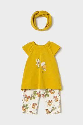Mayoral 1763 SS Bee Top, Pant & Headband Set 3PC/OLIVA