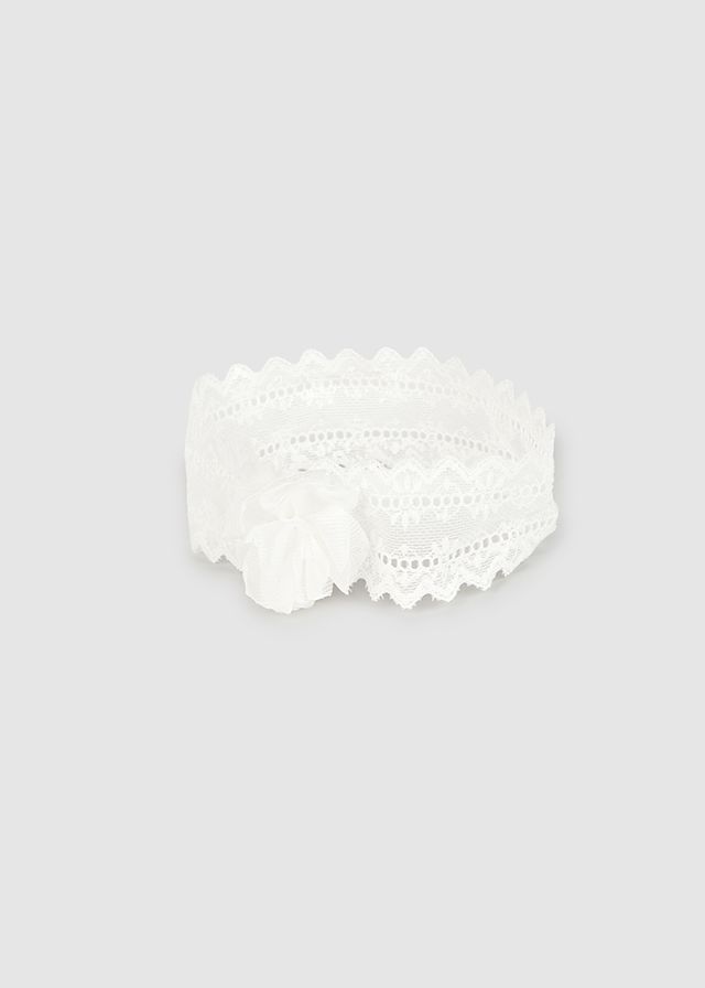 Mayoral 9869 Baby Girl's Knit Sock & Lace Headband Set 2PC – Blanco