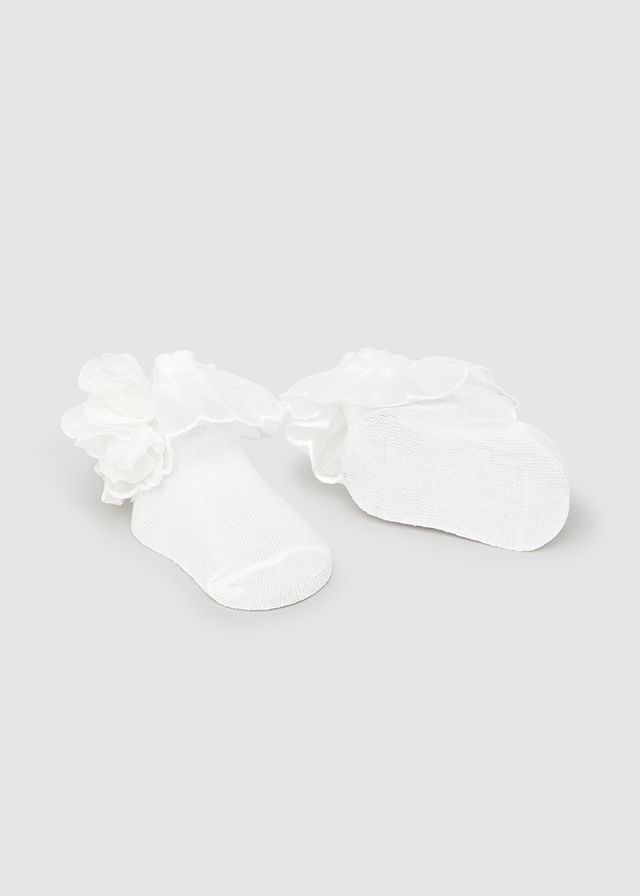 Mayoral 9869 Baby Girl's Knit Sock & Lace Headband Set 2PC – Blanco