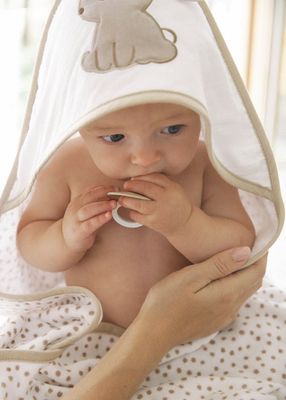 Mayoral 9918 Baby's Hooded Cape Bunny Towel – White & Brown
