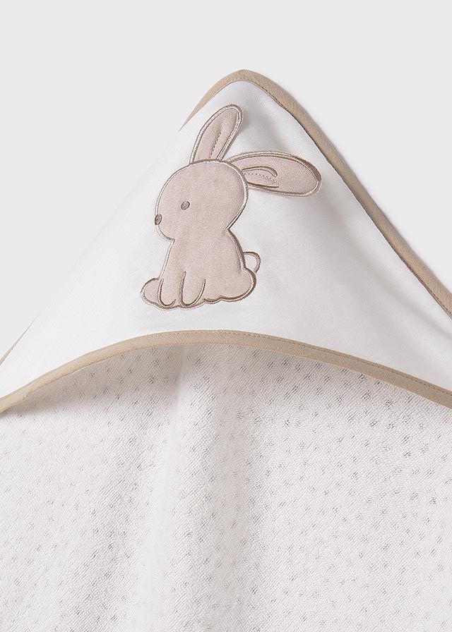 Mayoral 9918 Baby's Hooded Cape Bunny Towel – White & Brown
