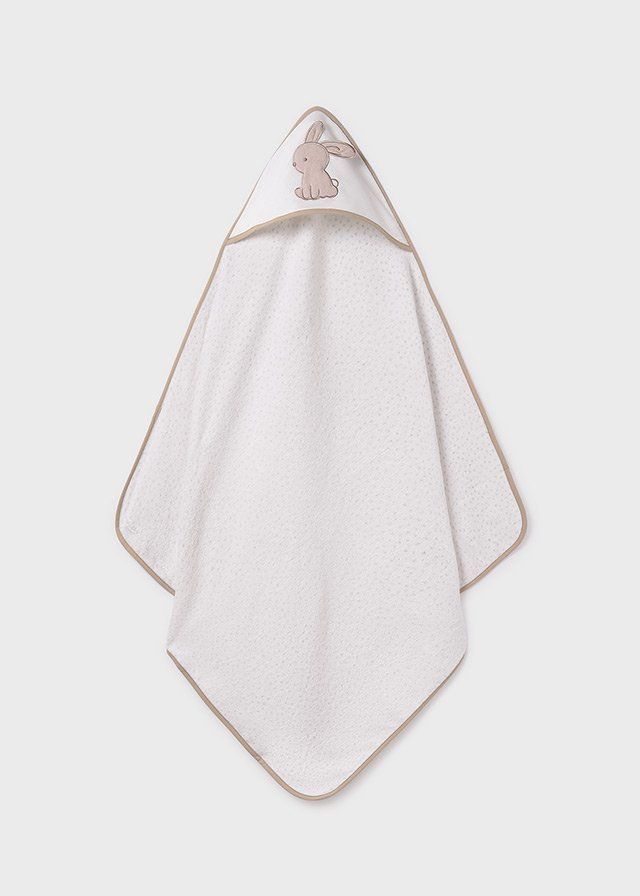 Mayoral 9918 Baby's Hooded Cape Bunny Towel – White & Brown