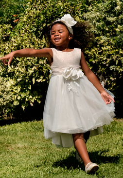 Abel & Lula 5032 - Shimmer Linen Dress/WHITE GOLD