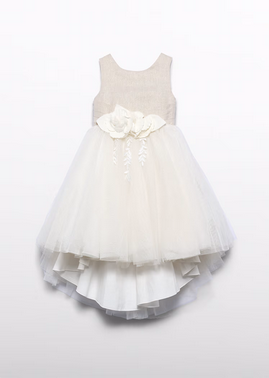 Abel & Lula 5032 - Shimmer Linen Dress/WHITE GOLD