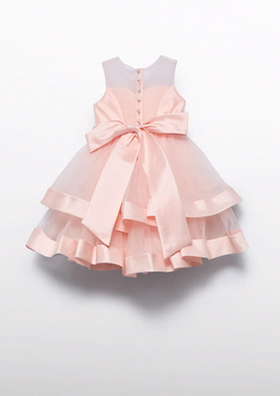 Abel & Lula 5035 Girls Mesh High Low Dress & Floral Belt