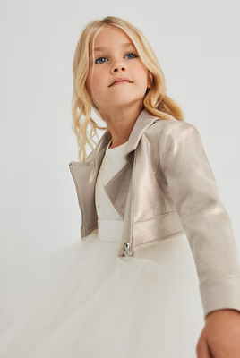 Abel & Lula 5384 Girls Junior Metallic Biker Jacket/