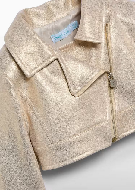 Abel & Lula 5384 Girls Junior Metallic Biker Jacket