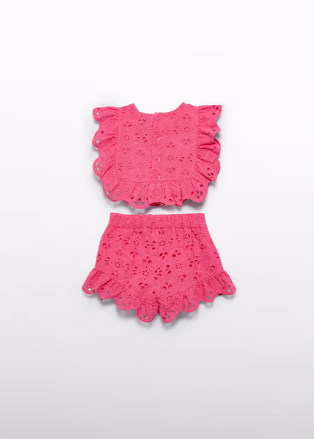 Abel & Lula 5218 Baby Girl's Eyelet Top & Short/2PC Set