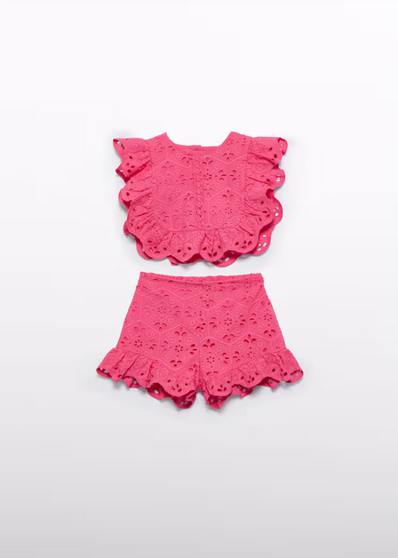 Abel & Lula 5218 Baby Girl's Eyelet Top & Short/2PC Set