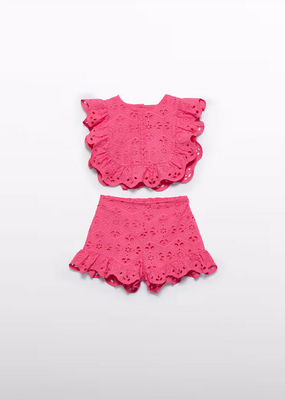 Abel & Lula 5218 Baby Girl's Eyelet Top & Short/2PC Set/