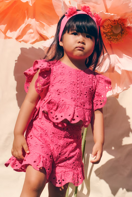 Abel & Lula 5218 Baby Girl's Eyelet Top & Short/2PC Set/