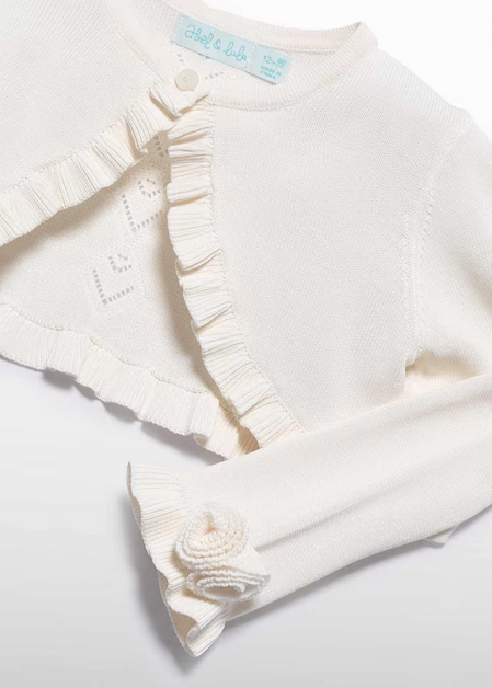 Abel & Lula 5381 Baby Girl's Knit Ruffle Edge Bolero