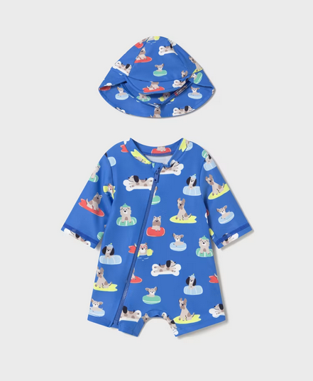 Mayoral 1619 Baby Boy's Bodysuit Swimwear & Hat Set