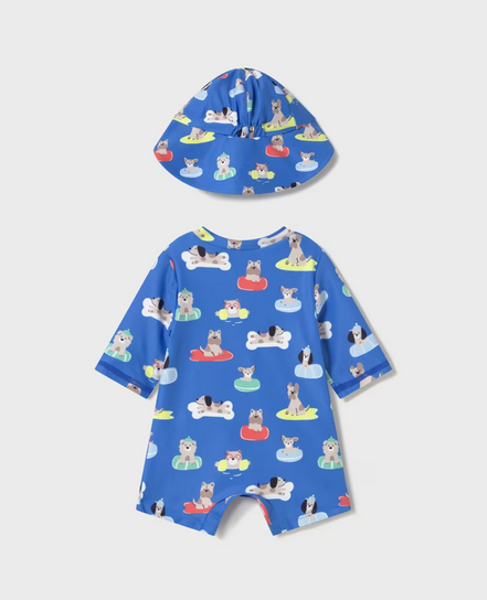 Mayoral 1619 Baby Boy's Bodysuit Swimwear & Hat Set