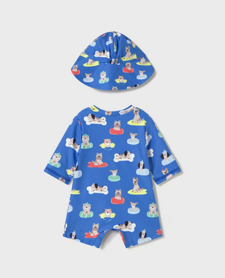 Mayoral 1619 Baby Boy's Bodysuit Swimwear & Hat Set/