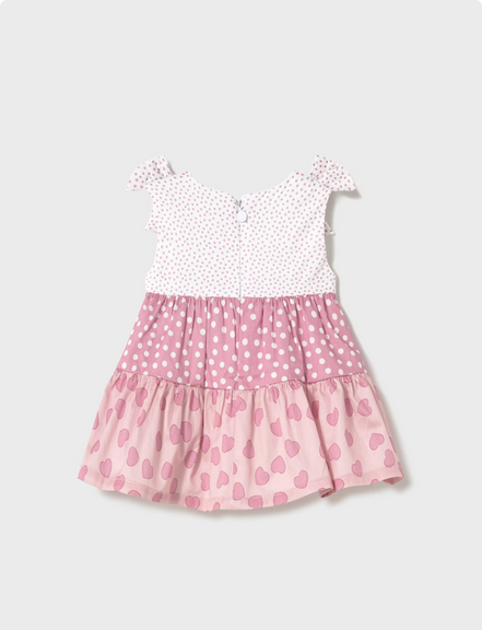 Mayoral 1868 Baby Girl’s Polka Dot&Heart Print Bear Dress – Rosa