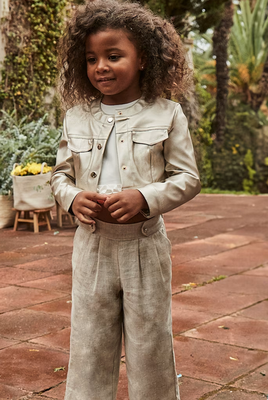 Mayoral 3551 Girl's Linen Long Trousers w/ Adjustable Belt/