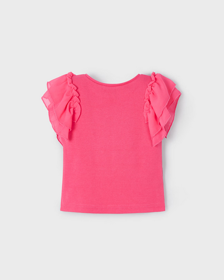Mayoral 3013 Girl's Frill Short Sleeve Ribbed Top