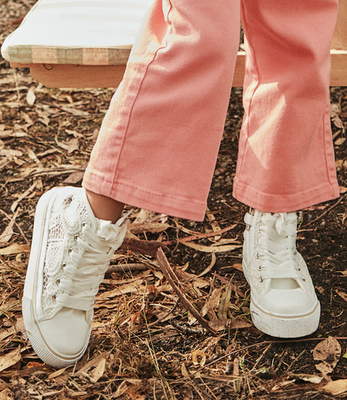 Mayoral 45613 Lace Platform High Top Shoes/WHITE