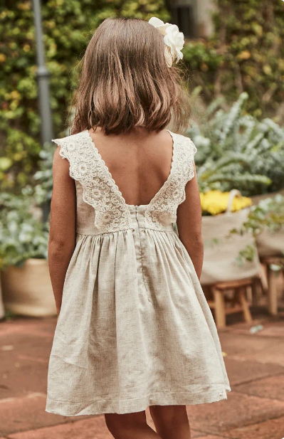Mayoral 3910 Girl's Open Back Linen Dress