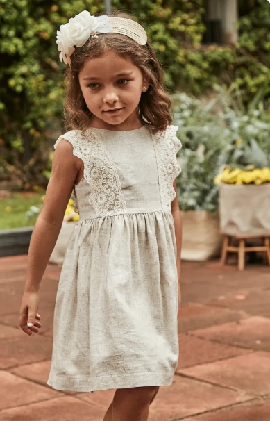 Mayoral 3910 Girl's Open Back Linen Dress