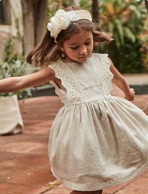 Mayoral 3910 Girl's Open Back Linen Dress/