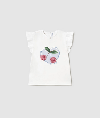 Mayoral 1042/1572 Girl's Cherry Heart Short Sleeve T-Shirt & Jeans Set 2PC