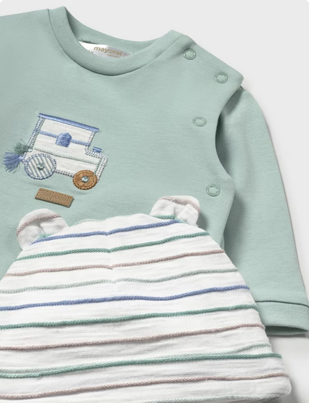 Mayoral 1557 Baby Boy’s Long Sleeve Top, Pant & Beanie Set 3PC – Jade