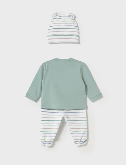 Mayoral 1557 Baby Boy’s Long Sleeve Top, Pant & Beanie Set 3PC – Jade