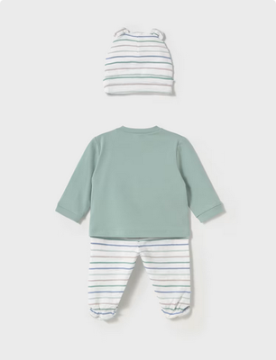 Mayoral 1557 Baby Boy’s LS Top, Pant & Beanie Set 3PC/JADE