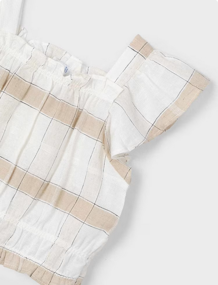 Mayoral 3183 Plaid Linen Blouse – Canela