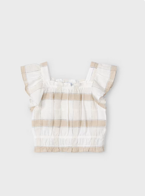 Mayoral 3183 Plaid Linen Blouse /CANELA
