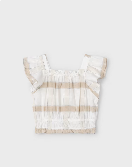 Mayoral 3183 Plaid Linen Blouse – Canela