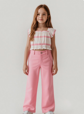 Mayoral 3555 Girls Junior Twill Trouser w/Gold Button – Rosado