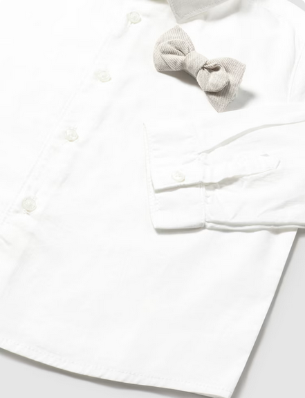 Mayoral 1303/1113/1576 Baby Boy's Vest, Shirt, Pants & Bow Tie Set 4PC – White