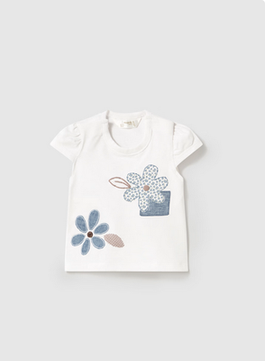 Mayoral 1070 Baby Girl’s Flower Top & Legging 2PC/ WHITE – Denim