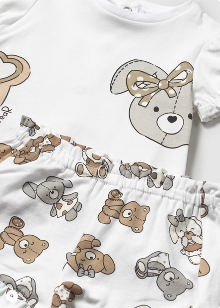 Mayoral 1256 Baby Girl’s Bear Print T-Shirt & Shorts Set 2PC/86 GALLETA