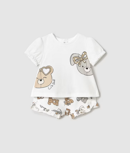 Mayoral 1256 Baby Girl’s Bear Print T-Shirt & Shorts Set 2PC/86 GALLETA