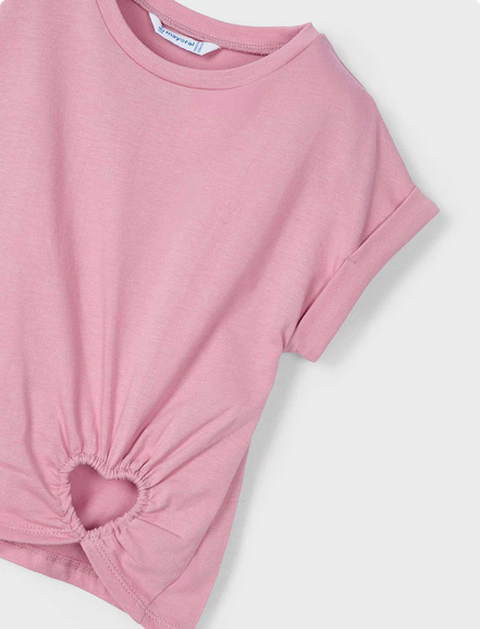 Mayoral 3006 Girl’s Short Sleeve Heart Cutout T-Shirt – Rosado