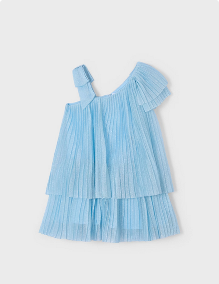 Mayoral 3912 Short Sleeve Pleated Shimmer Dress – Cielo