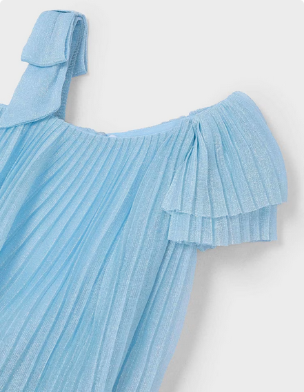Mayoral 3912 Short Sleeve Pleated Shimmer Dress – Cielo