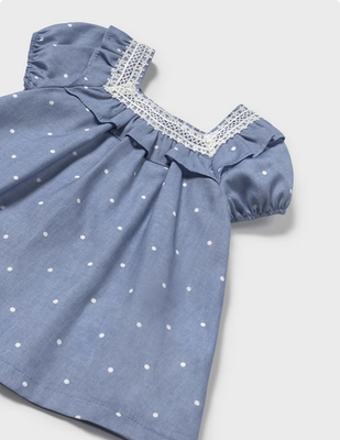 Mayoral 1919 Girl's Polka Dot Dress and Diaper Cover Set 2PC – Azul