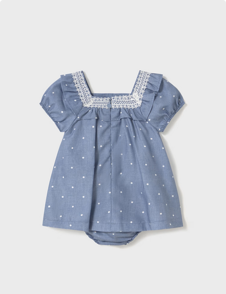 Mayoral 1919 Girl's Polka Dot Dress and Diaper Cover Set 2PC – Azul