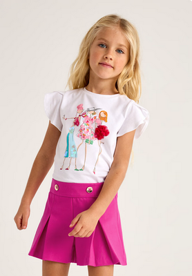 Mayoral 3201 Girl’s Shorts w/ Gold Buttons – Magenta