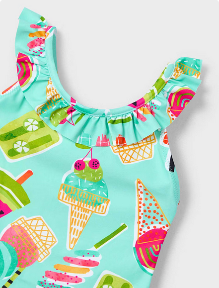 Mayoral 3719 Girl's Printed Swimsuit