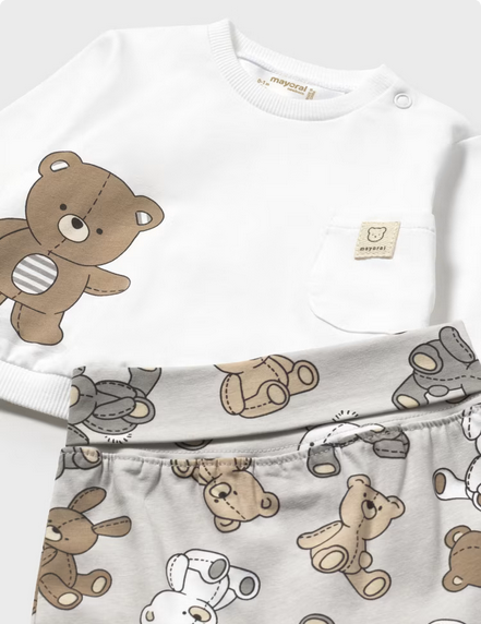 Mayoral 1559 Long Sleeve Bears Top & Jogger 2PC