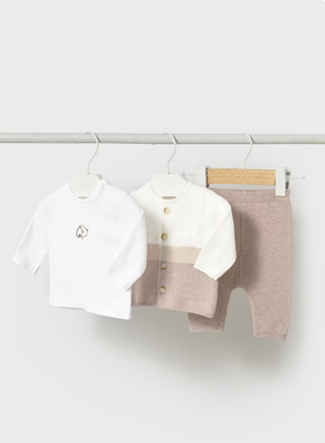 Mayoral 1560 Knit Set 3PC-Cardigan LS Top & Pant/