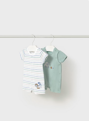 Mayoral 1707 Baby Boy’s Embroidered Romper Onesie / 