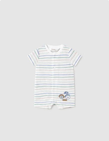 Mayoral 1707 Baby Boy’s Embroidered Romper Onesie