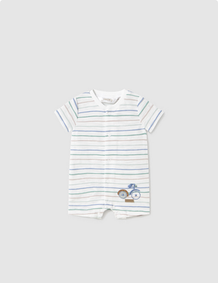 Mayoral 1707 Baby Boy’s Embroidered Romper Onesie / 